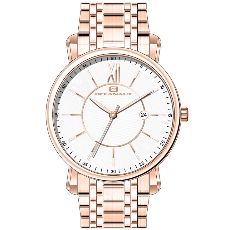 Oceanaut Men's Expedition White Dial, Rose Stainless Steel Watch