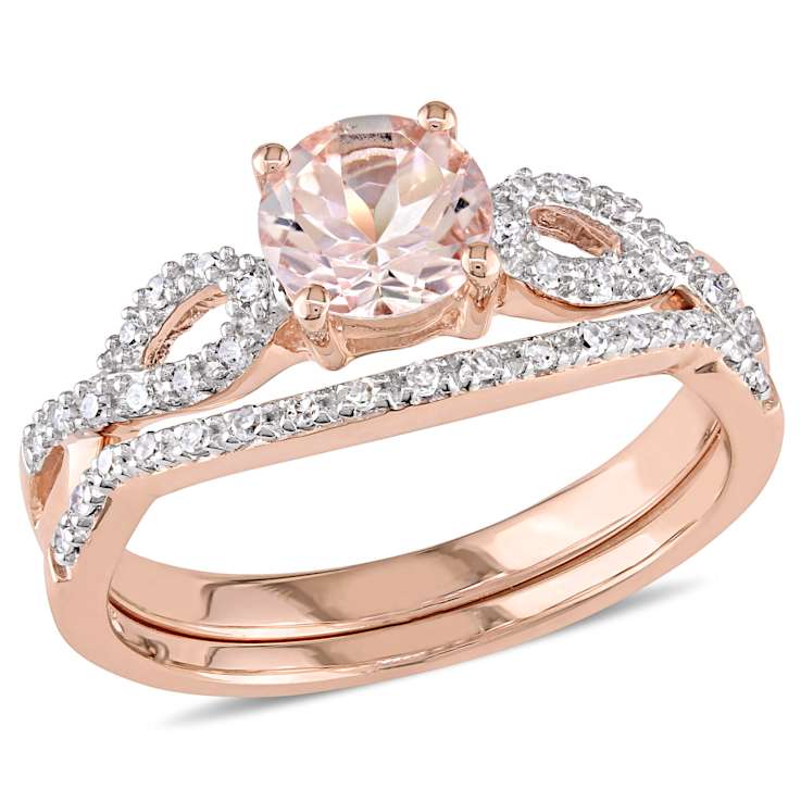 Morganite and Diamond 10K Rose Gold Ring 0.99ctw