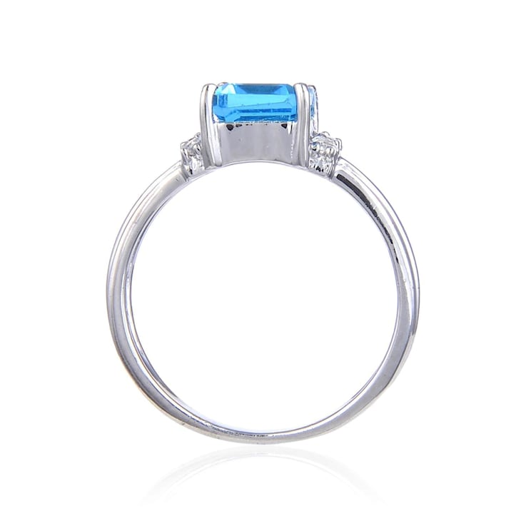 Blue and White Topaz Sterling Silver Ring, 2.17ctw