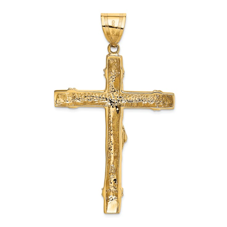 14K Yellow and White Gold Cubic Zirconia Crucifix Pendant