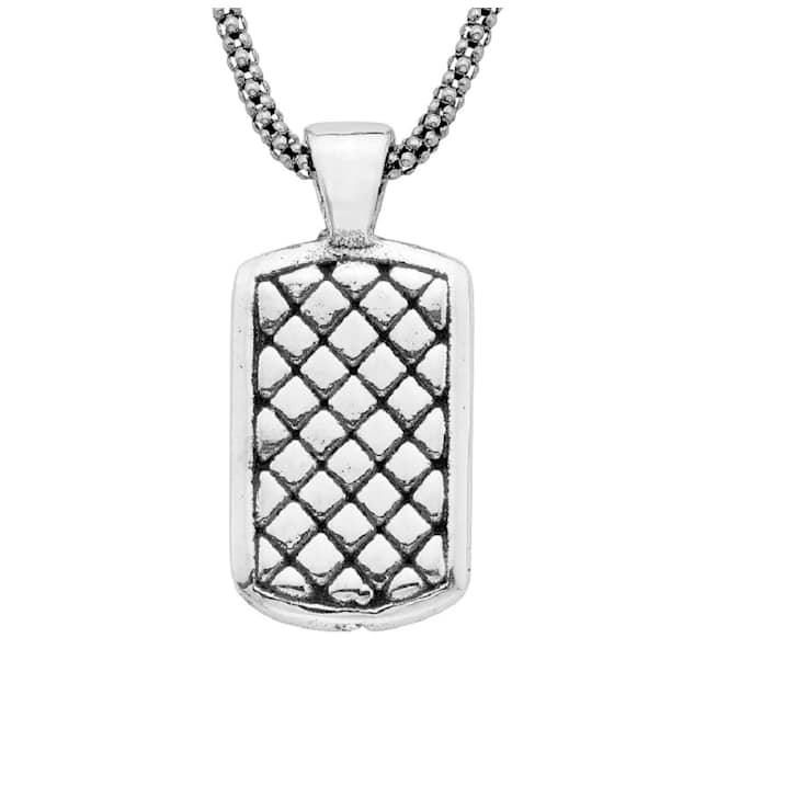 Sterling Silver Dog Tag Charm Necklace