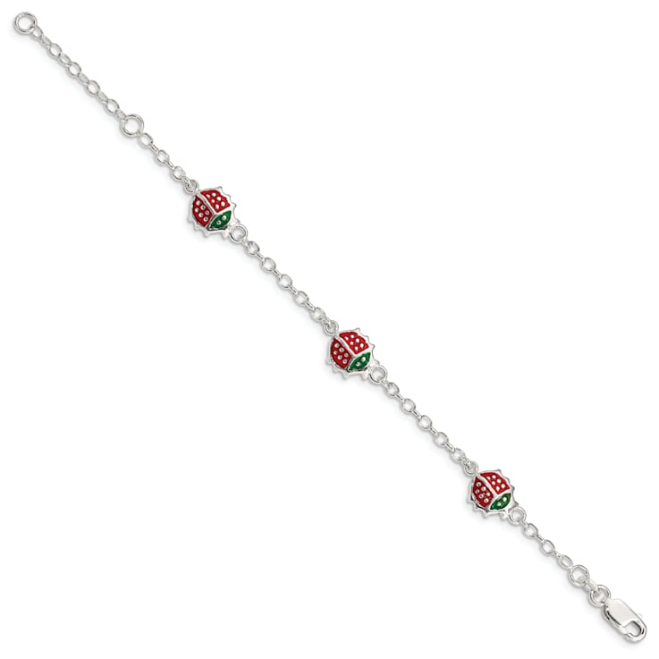 Sterling Silver Multi-color Enamel Ladybugs with 1-inch Extensions
Children's Bracelet