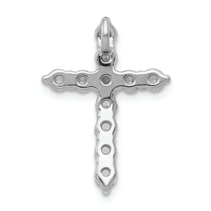 Rhodium Over 14k White Gold Diamond Cross Chain Slide Pendant