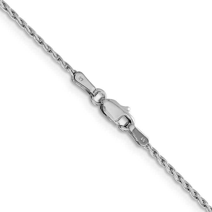 Rhodium Over 14k White Gold 1.25mm Solid Round Parisian Wheat 18 Inch Chain