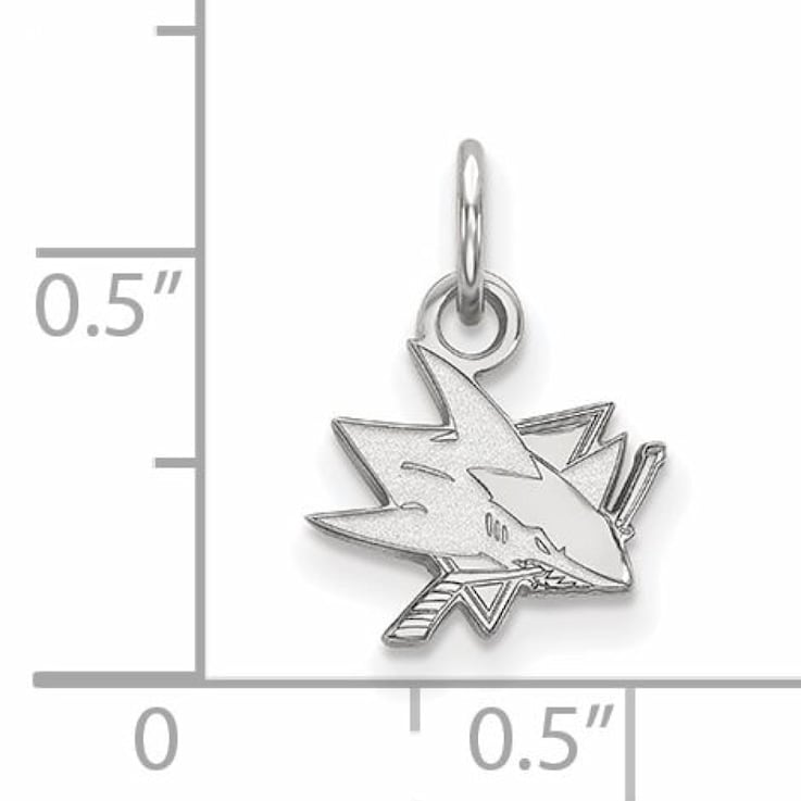 Rhodium Over Sterling Silver NHL LogoArt San Jose Sharks Extra Small Pendant