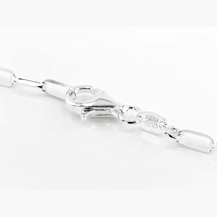 Elongated Paperclip LInk ChaIn Necklace In Sterling Silver 20"