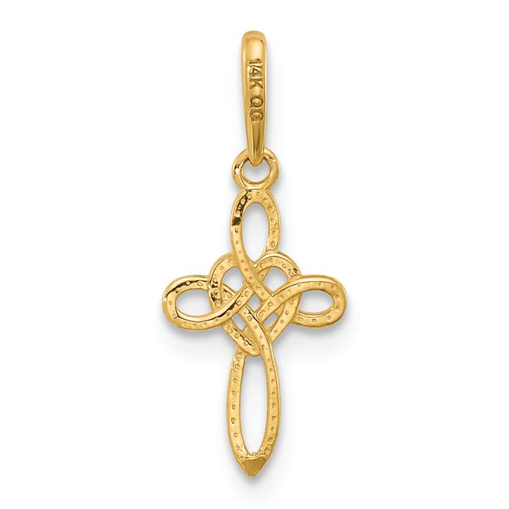 14k Yellow Gold Polished Heart Celtic Cross Pendant