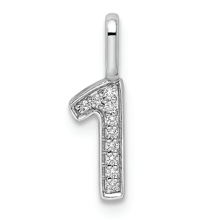 Rhodium Over 14k White Gold Diamond Number 1 Pendant