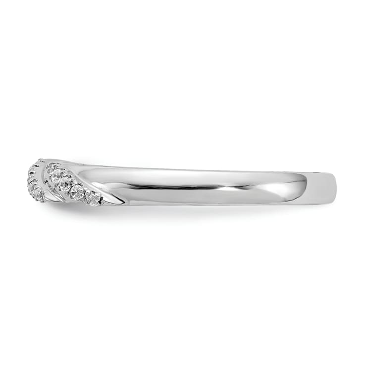 Rhodium Over 14K White Gold Diamond Trio Ladies Wedding Band 0.07ctw
