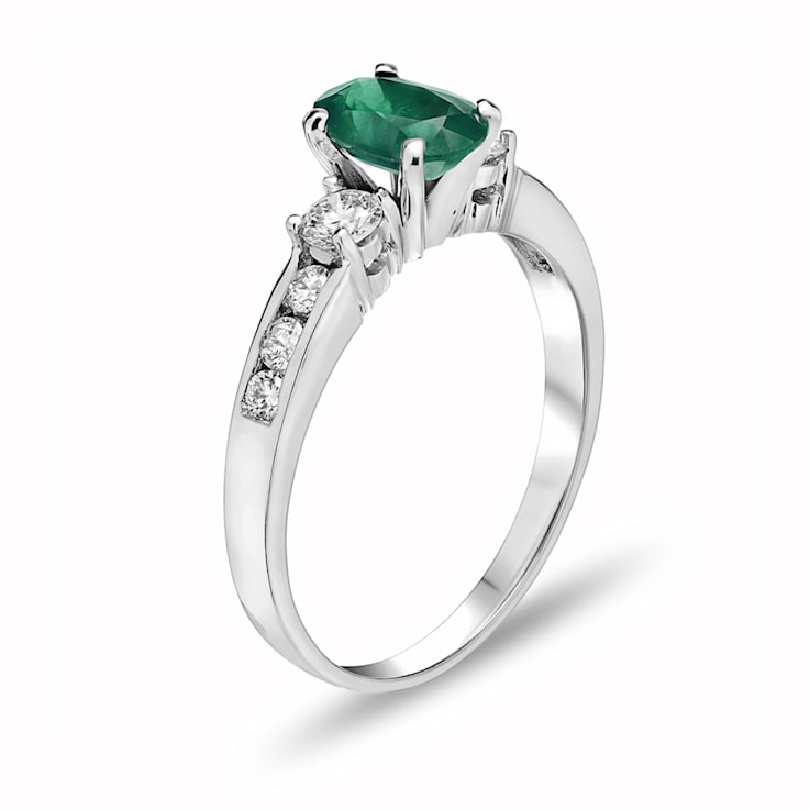 1.20ctw Emerald and Diamond Ring in 14k White Gold