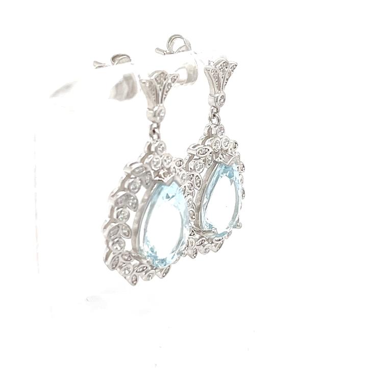 Aquamarine and Cubic Zirconia Rhodium Over Sterling Silver Center Design
Earrings 6.25ctw