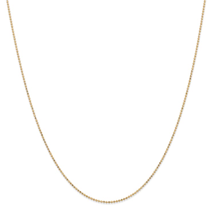 14K Yellow Gold 1.2mm Diamond-cut Beaded Pendant Chain Necklace