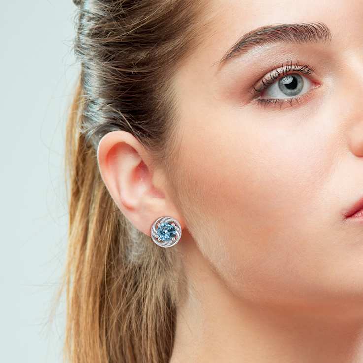 5ctw Sky Blue Topaz and White Topaz Stud Earrings in Sterling Silver