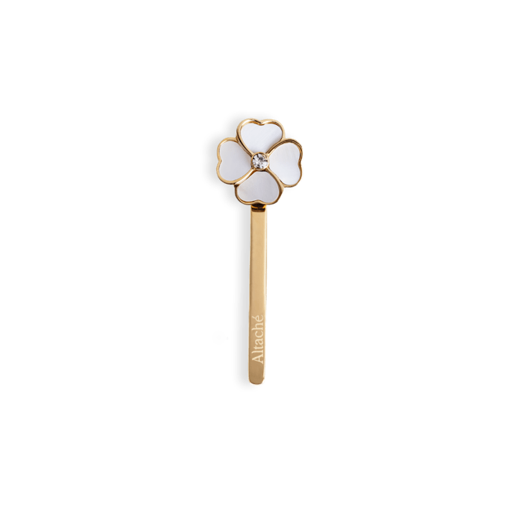 Altachè 14K Yellow Gold Over Stainless Steel White Clover Eyewear Charm