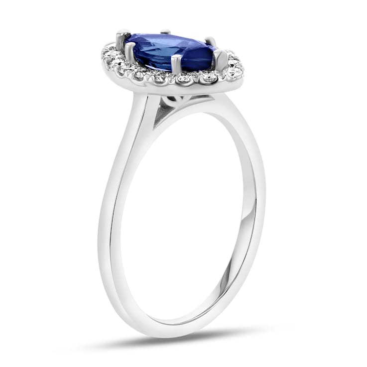 1.37ctw Sapphire and Diamond Ring in 14k White Gold