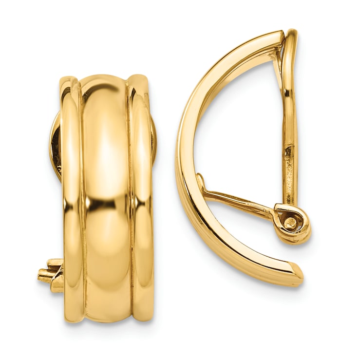 14k Yellow Gold 11/16" Fancy Non-Pierced Earrings