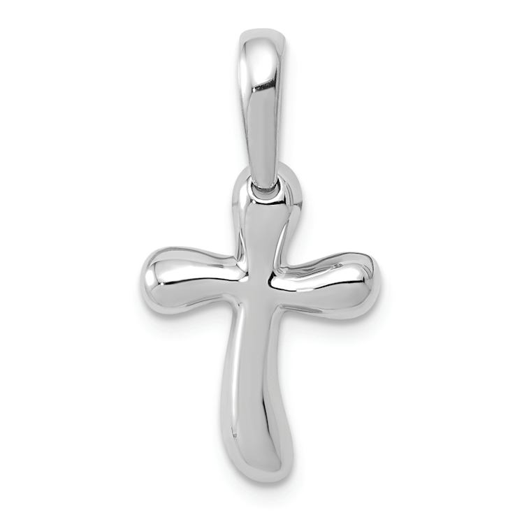 Rhodium over 14k White Gold Small Freeform Cross Pendant