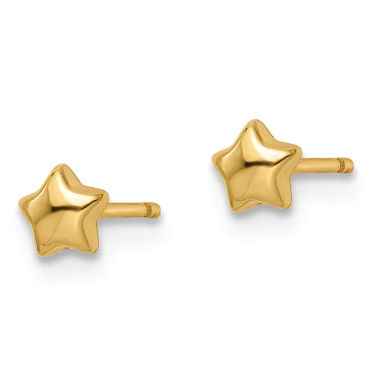14k Yellow Gold Children's 4.2mm Polished Star Stud Earrings
