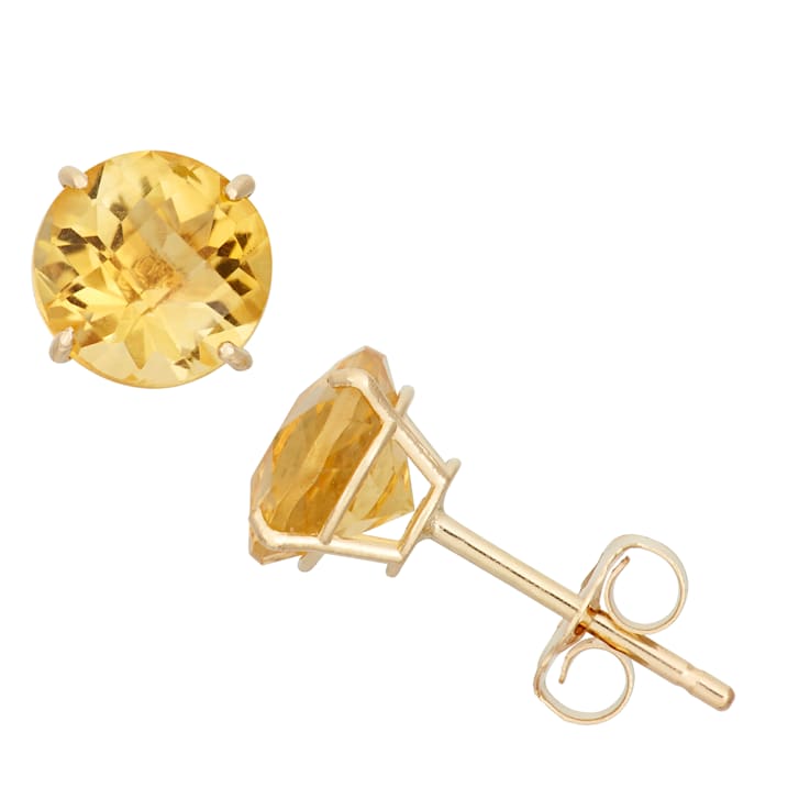 Citrine Stud Earrings In 10K Gold 2.2ctw