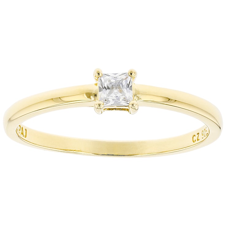 White Cubic Zirconia 18K Yellow Gold Over Sterling Silver Promise Ring 0.24ctw
