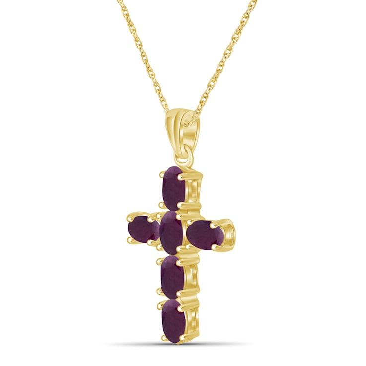 Red Ruby with White Diamond Accent 14K Gold Over Sterling Silver Pendant
with Chain 2.60ctw