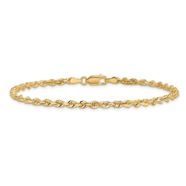 10k Yellow Gold 3mm Diamond-Cut Quadruple Rope Link Bracelet