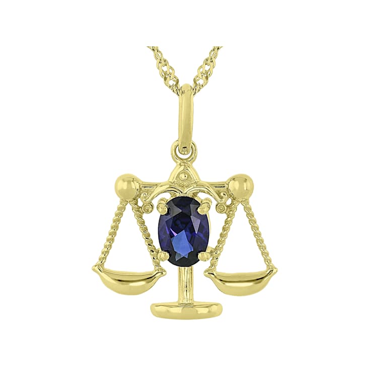 Lab Created Sapphire Libra Birthstone Pendant