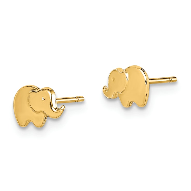14K Yellow Gold Elephant Post Earrings