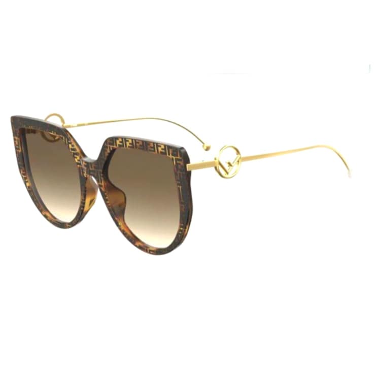 Fendi Cat Eye Dark Havana Frame / Brown Gradient Lenses Sunglasses