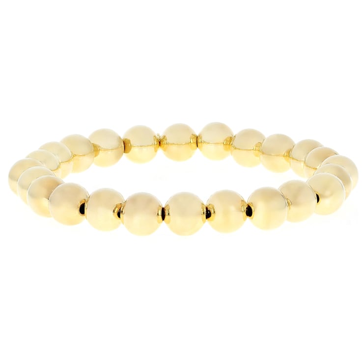 Beaded Stretch Bracelet Set Of 3 In 18K Gold Over Bronze
