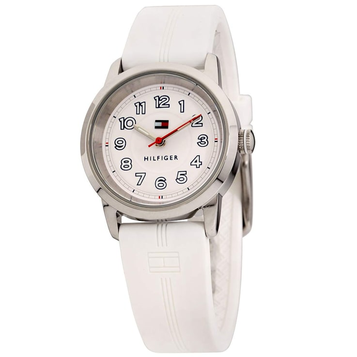 Tommy Hilfiger Women's Communion White Dial, White Rubber Strap Watch
