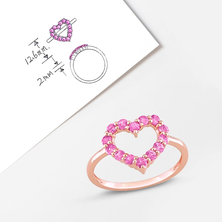 4/5 CT TGW Pink Sapphire Heart Ring in 10K Rose Gold