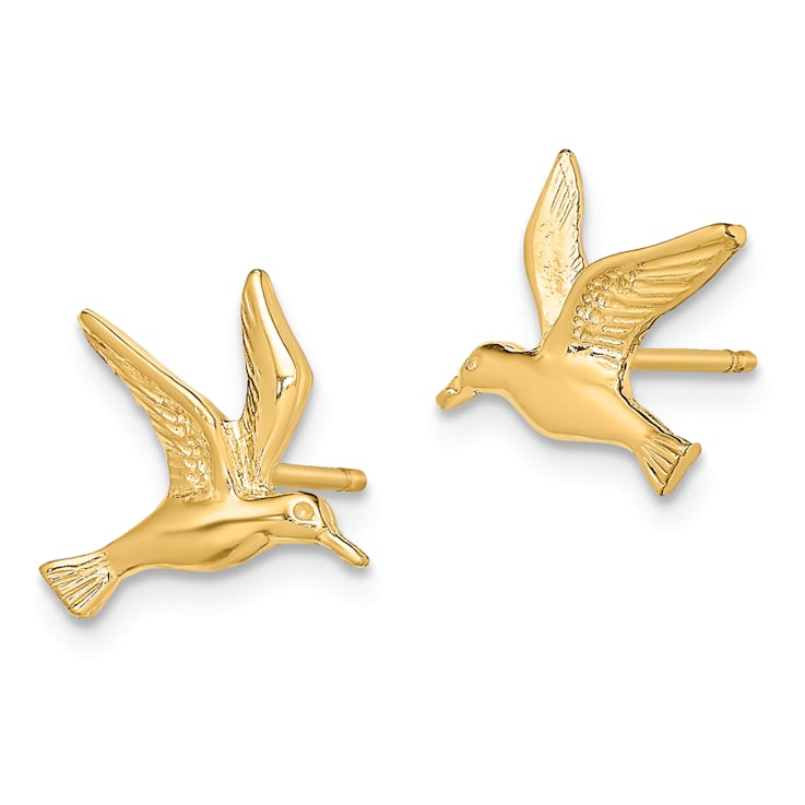 14k Yellow Gold Polished Seagull Stud Earrings