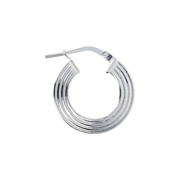 Sterling Silver Ribbed 5/8" Round Flat Hoop Earrings