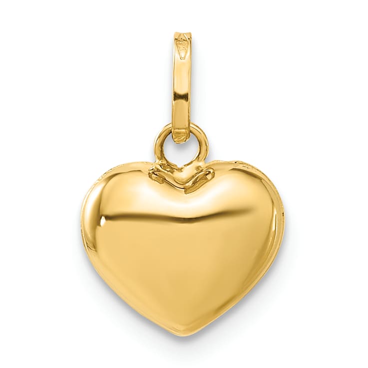 14k Yellow Gold Polished Puffed Heart Pendant