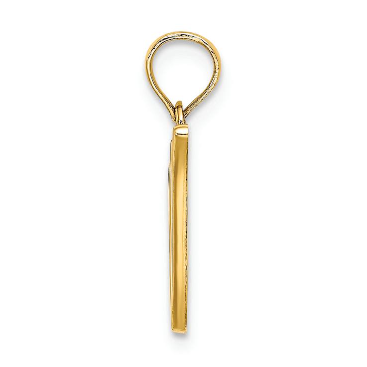 14k Yellow Gold Script Letter V Initial Pendant
