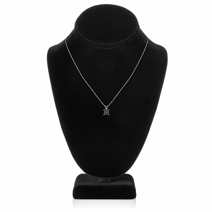 Multi-color Cubic Zirconia 14k White Gold Pendant With Chain 2.00ctw