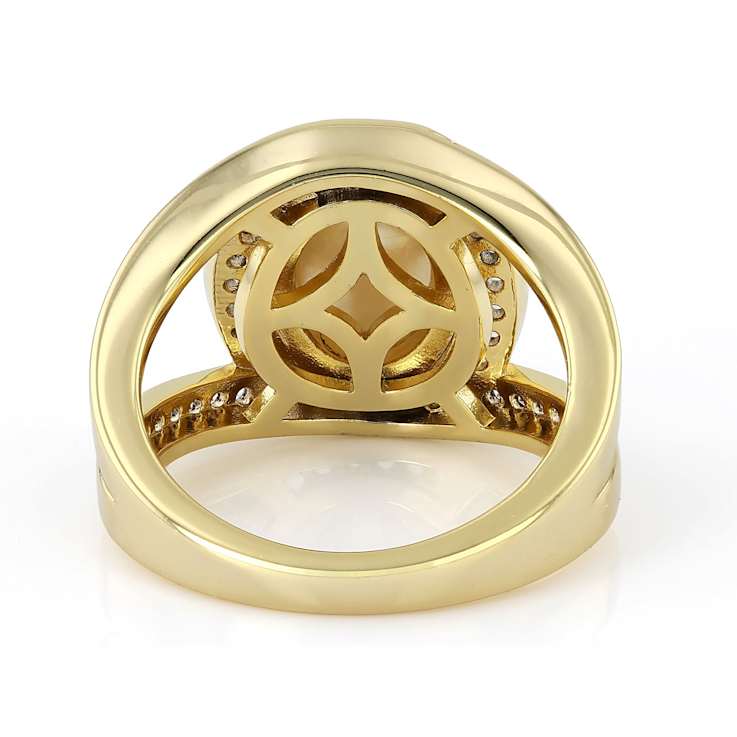 Mother-Of-Pearl And Lab-Created Sapphire Bypass Ring In 18K Gold Over
Brass 0.46ctw