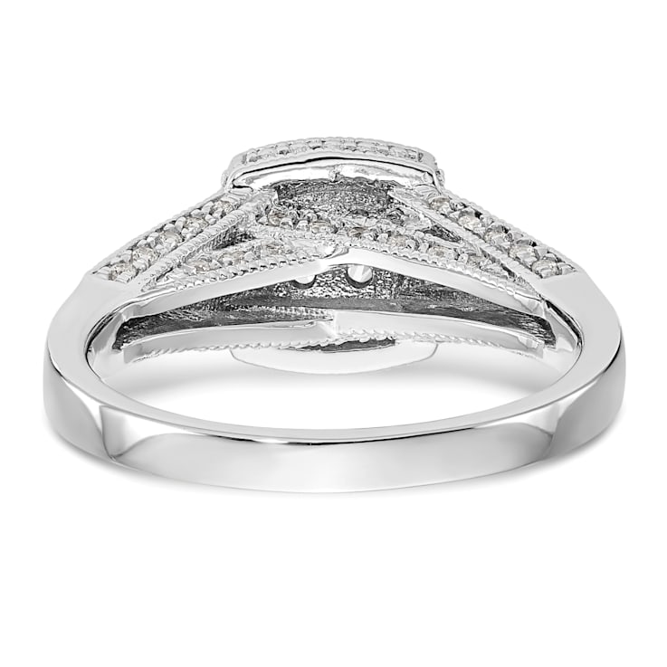 Rhodium Over 14K White Gold Lab Grown Diamond Cluster Engagement Ring 0.508ctw