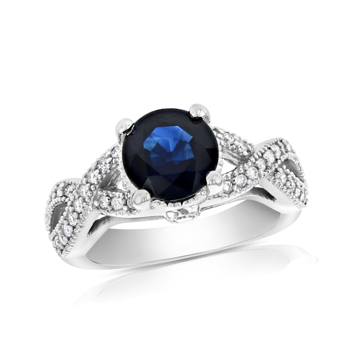 2.5ctw Sapphire and Diamond Ring in 14k White Gold