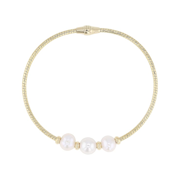 Graduating Freshwater Pearl Bracelet In 18K Gold Over Bronze