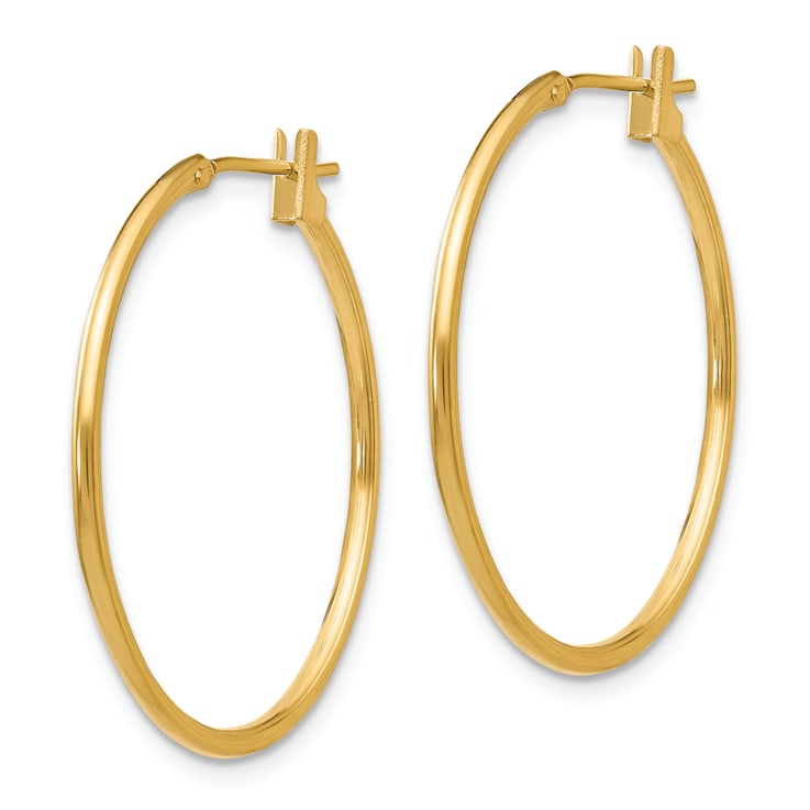 14K Yellow Gold Polished 1mm Hoop Earrings