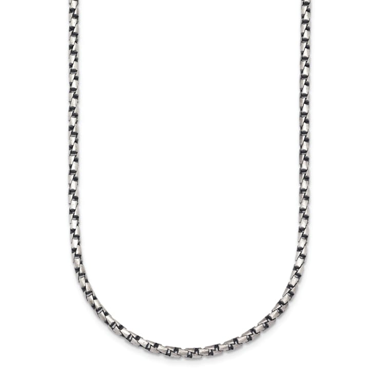 Sterling Silver Antiqued and Satin 2.5mm Twisted Box 20 inch Chain