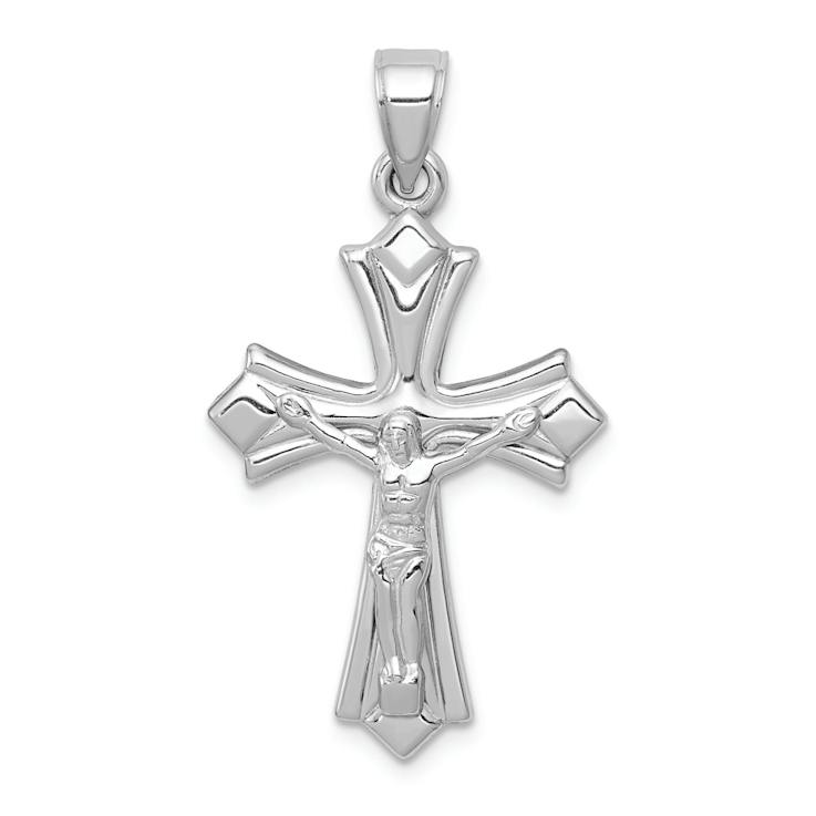 Rhodium Over 14k White Gold Reversible Crucifix Pendant