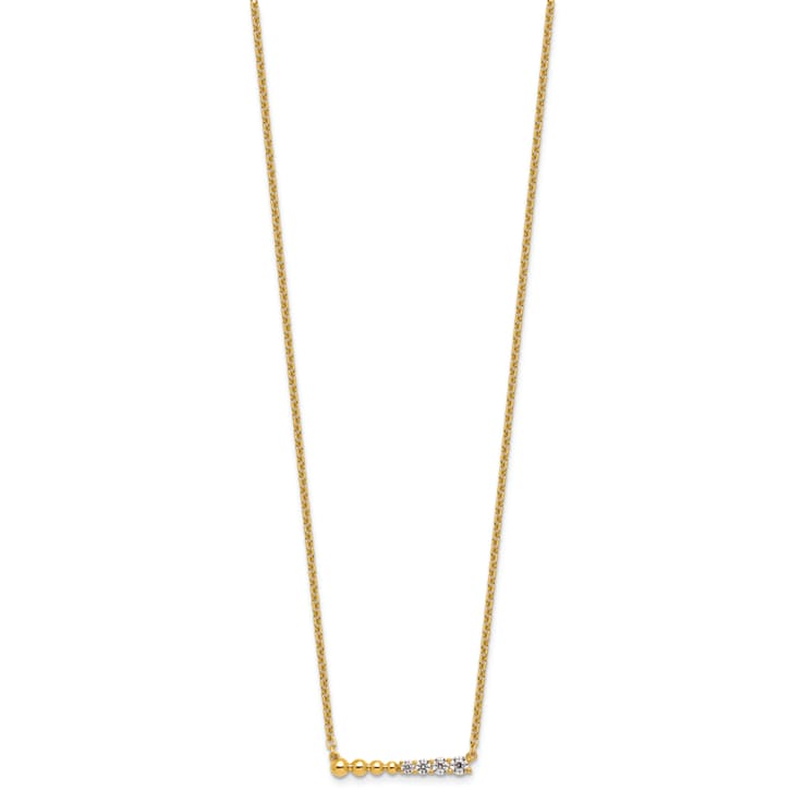 14K Yellow Gold Lab Grown Diamond SI1/SI2, G H I, Beaded Bar 18 Inch
Necklace 0.25ctw