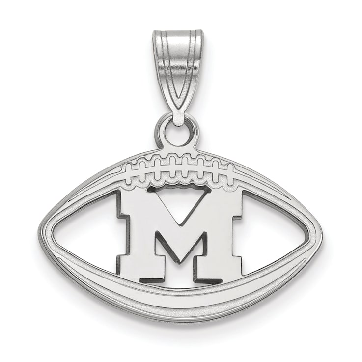 Rhodium Over Sterling Silver LogoArt University of Michigan Football Pendant