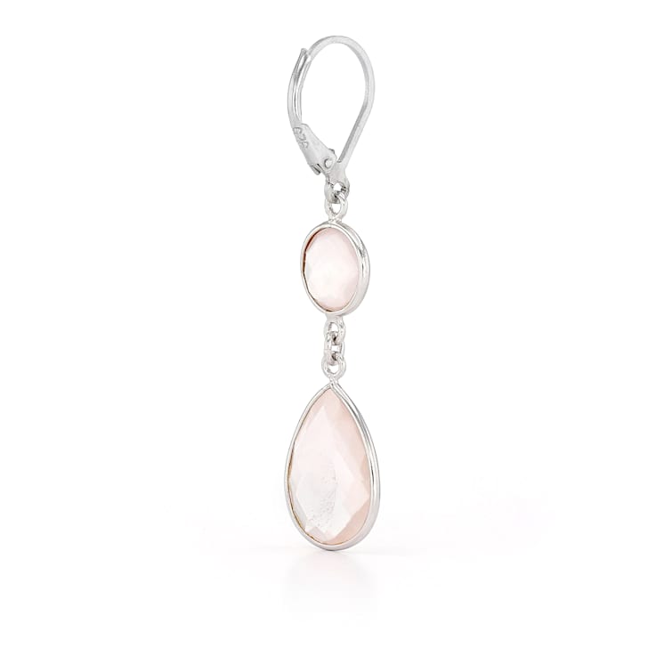 Rose Pear And Round Quartz Sterling Silver Earrings 11ctw