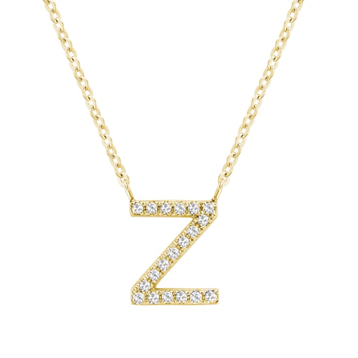 10K Yellow Gold Block Yellow Diamond Initial Letter Z Pendant with
Yellow Gold Chain, 0.06ctw