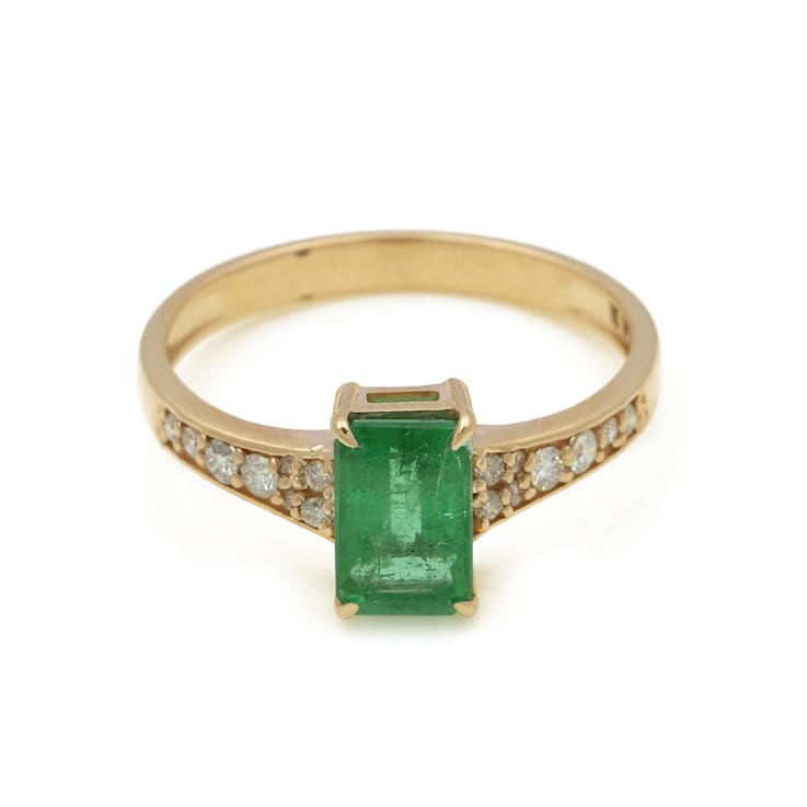 1.19 Ctw Emerald with 0.16 Ctw Diamond Ring in 14K YG