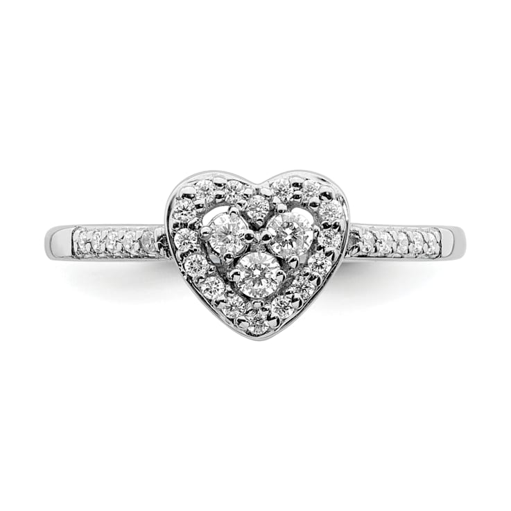 Rhodium Over 10K White Gold Lab Grown Diamond Cluster Heart Engagement
Ring 0.266ctw